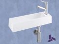 Wall-mounted washbasin 48x16.5cm White resin ultra-slim, no overflow | MUNICH 48 DROITE