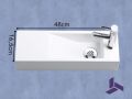 Wall-mounted washbasin 48x16.5cm White resin ultra-slim, no overflow | MUNICH 48 DROITE