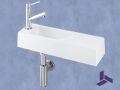 Wall-mounted washbasin 48x16.5cm ultra-slim white resin, no overflow | MUNICH 48 GAUCHE