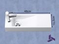Wall-mounted washbasin 48x16.5cm ultra-slim white resin, no overflow | MUNICH 48 GAUCHE