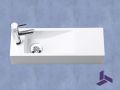 Wall-mounted washbasin 48x16.5cm ultra-slim white resin, no overflow | MUNICH 48 GAUCHE