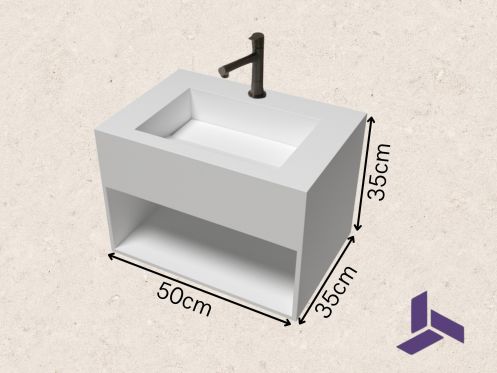 Solid Surface Washbasin 35x50cm Compact Matte White Sink PETIT ARIANNE 