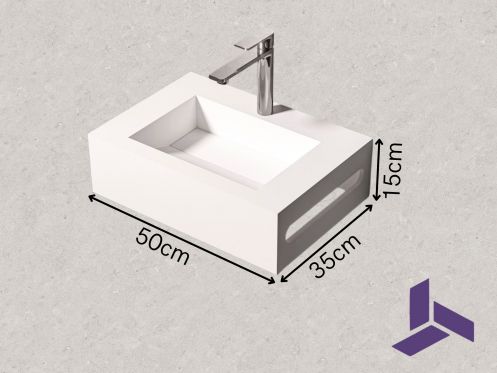 Washbasin 35x50cm, Matte White, Towel Rail MINI ARIANNE Standard