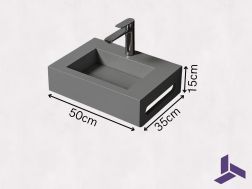 Washbasin 35x50cm, Cemento, Towel Rail  MINI ARIANNE Standard