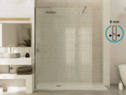 Fixed walk-in shower screen 8 mm safety glass DIJON silver