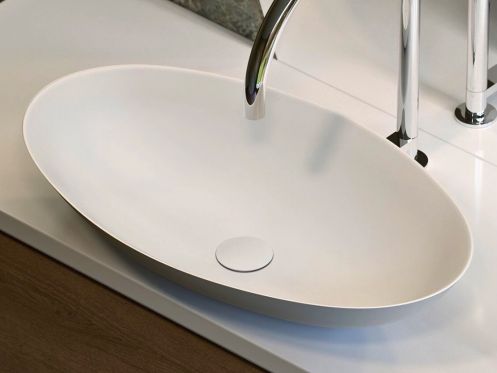 Countertop washbasin, 58 x 42 cm, in Solid Surface resin - ECLIPSE