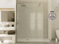 Fixed walk-in shower screen 6 mm safety glass DIJON silver