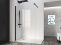 Fixed walk-in shower screen 6 mm safety glass DIJON Black