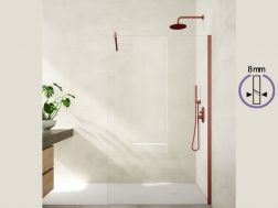 Fixed walk-in shower screen 8 mm safety glass DIJON TERRACOTA