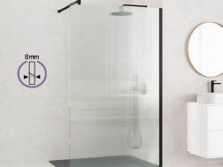 Walk-In Shower Screen Wavy Glass 8 mm DIJON WAVY BLACK