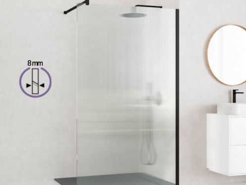 Walk-In Shower Screen Wavy Glass 8 mm DIJON WAVY BLACK