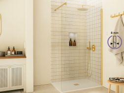 Fixed walk-in shower screen 8 mm safety glass DIJON Gold