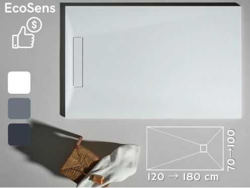 Shower tray, cuttable, extra flat resin - ECOSENSE