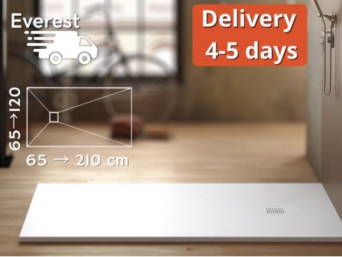 Extra-flat resin cuttable shower tray EVEREST White
