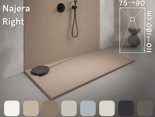 Shower tray, right angle drain - NAJERA RIGHT 120