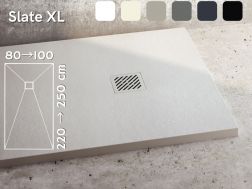 Shower tray, large size, width 220 cm, extra flat resin - SLATE XL