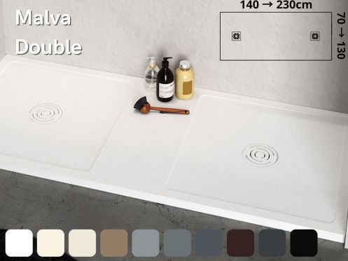 Shower tray, double drain - MALVA DOUBLE