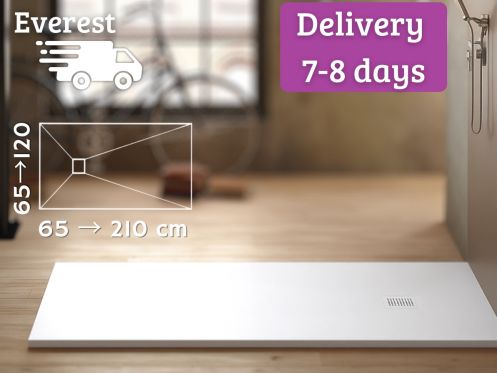 Shower trays, 140 cm, Acrystone resin - EVEREST White 140