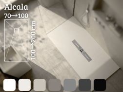 Shower tray 120 cm, central drain, extra flat resin - ALCALA