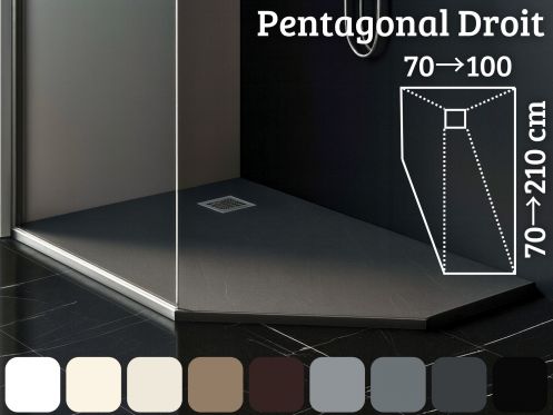 Pentagonal shower tray, extra flat resin PENTAGONAL RIGHT