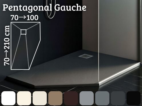 Pentagonal shower tray, extra flat resin PENTAGONAL LEFT