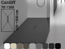 Shower tray 120 cm extra flat resin central drain - CARDIFF