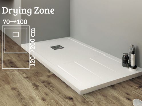 Shower tray, with a space to wipe - DRYING ZONE