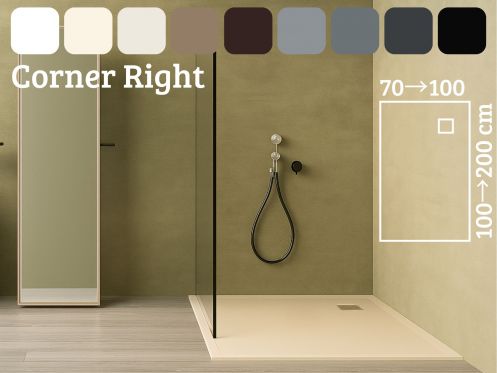 Shower tray with right-angled drain - CORNER Right 120