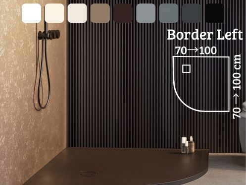 Shower tray, with quarter-round corner - RADIUS 55 BORDER LEFT