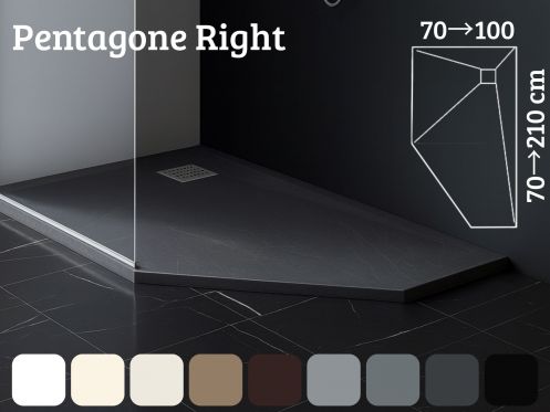 Extra flat pentagonal resin shower tray PENTAGONE right