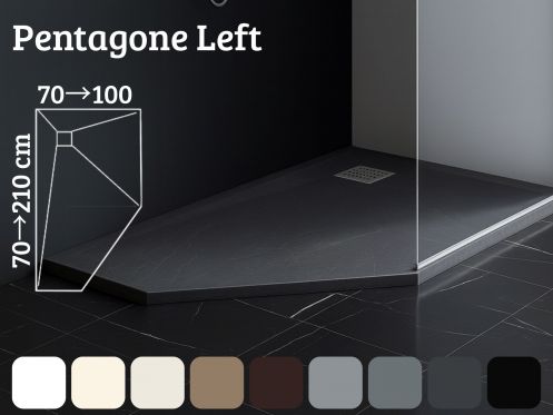 Pentagonal shower tray, left corner evacuation - PENTAGONE 2525 LEFT