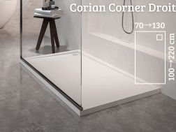 Receveur de douche, évacuation angle droit - CORIAN ® CORNER DROITE