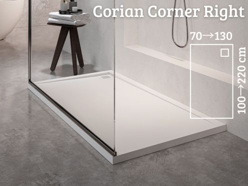Shower tray, right angle drainage - CORIAN  CORNER RIGHT