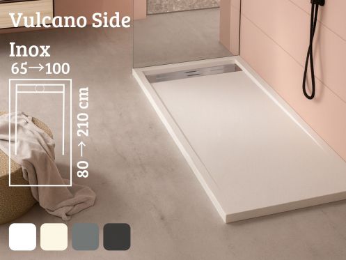 Shower tray, gutter, 120 cmAcrystone resin - VULCANO SIDE INOX