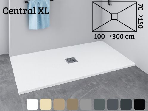 Central evacuation shower tray, 110 cm, extra flat resin - XL CENTRAL