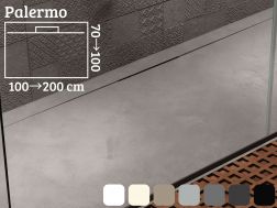 Side evacuation shower tray, 120 cm with gutter - PALERMO