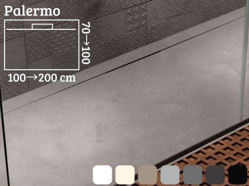 Side evacuation shower tray, 130 cm with gutter - PALERMO