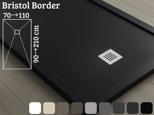 Shower tray with 2 cm high rim, mineral resin - BRISTOL BORDER