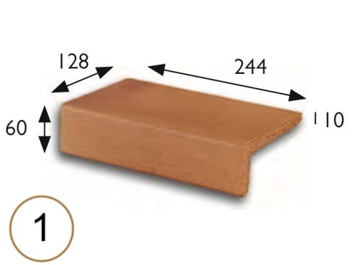 Stair nosing 25 x 13 x 6 cm - Stretched sandstone tiles - artois sandstone type - aragon gres - klinker buchtal