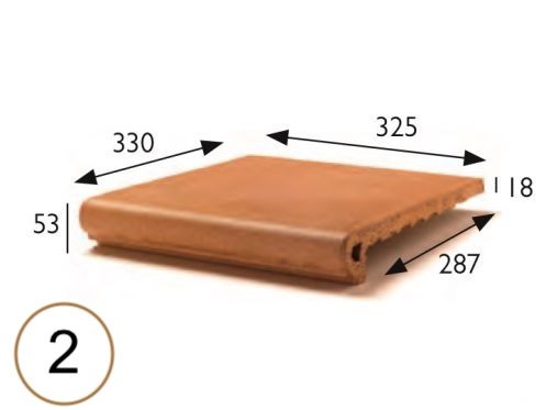 Stair nosing 33 x 25 x 5 cm - Stretched sandstone tiles - artois sandstone type - aragon gres - klinker buchtal