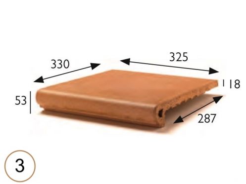 Stair nosing 33 x 33 x 5 cm - Stretched sandstone tiles - artois sandstone type - aragon gres - klinker buchtal