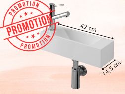 Wall-hung left-hand washbasin 42x14,5 cm white resin PROMO MUNICH