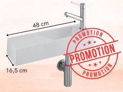 Wall-hung right-hand washbasin 48x16,5 cm white resin PROMO MUNICH