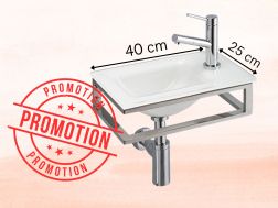 Designer wall-hung glass washbasin 40x25 cm with towel holder Sale COLOGNE