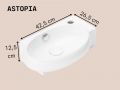 Wall washbasin 42.5 x 26.5 cm Glossy white ASTOPIA RIGHT