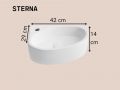 Left Wall-Mounted / Countertop Washbasin 42 cm Glossy White STERNA LEFT