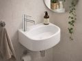 Left Wall-Mounted / Countertop Washbasin 42 cm Glossy White STERNA LEFT