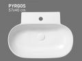 Wall-Mounted / Countertop Washbasin 57 cm Glossy White PYRGOS