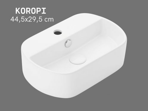 Wall-Mounted or Countertop Washbasin 44.5 cm Glossy White KOROPI Design