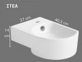 Wall-Mounted 40,5 cm Ceramic Hand Basin Glossy White Compact Sink ITEA LEFT